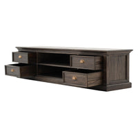 71" Black Wash Wood Entertainment Unit with Four Drawers