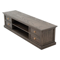 71" Black Wash Wood Entertainment Unit with Four Drawers