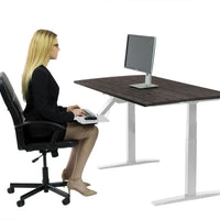 White and Black Bamboo Dual Motor Electric Office Adjustable Computer Desk