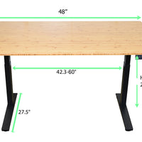 Black and Natural Bamboo 52" Dual Motor Electric Office Adjustable Computer Desk