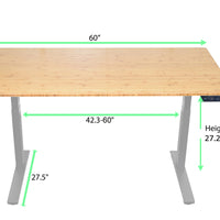 Gray and Natural Bamboo 45" Dual Motor Electric Office Adjustable Computer Desk