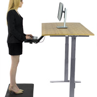 Gray and Natural Bamboo 45" Dual Motor Electric Office Adjustable Computer Desk