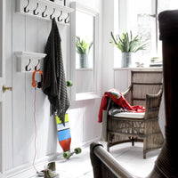 Classic White Two Hook Hanging Coat Rack