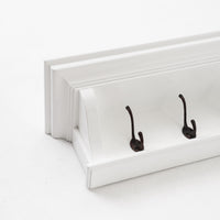 Classic White Wood Wide Four Hook Hanging Coat Rack