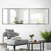 64in. x 21in. Modern Aluminum Alloy Thin Black Framed Full Length Floor Mirror