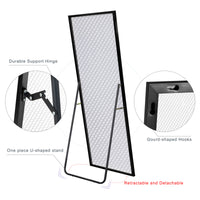 64in. x 21in. Modern Aluminum Alloy Thin Black Framed Full Length Floor Mirror