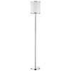 Lux II 1-Light Polished Chrome Floor Lamp With Metal Trimmed Off-White Shantung Shade