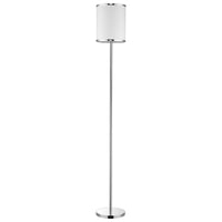 Lux II 1-Light Polished Chrome Floor Lamp With Metal Trimmed Off-White Shantung Shade