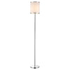 Lux II 1-Light Polished Chrome Floor Lamp With Metal Trimmed Off-White Shantung Shade