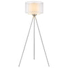 Brella 1-Light Brushed Nickel Tripod Floor Lamp With Sheer Snow Shantung Two Tier Shade