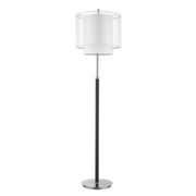 Roosevelt 1-Light Espresso And Brushed Nickel Floor Lamp With Sheer Snow Shantung Two Tier Shade