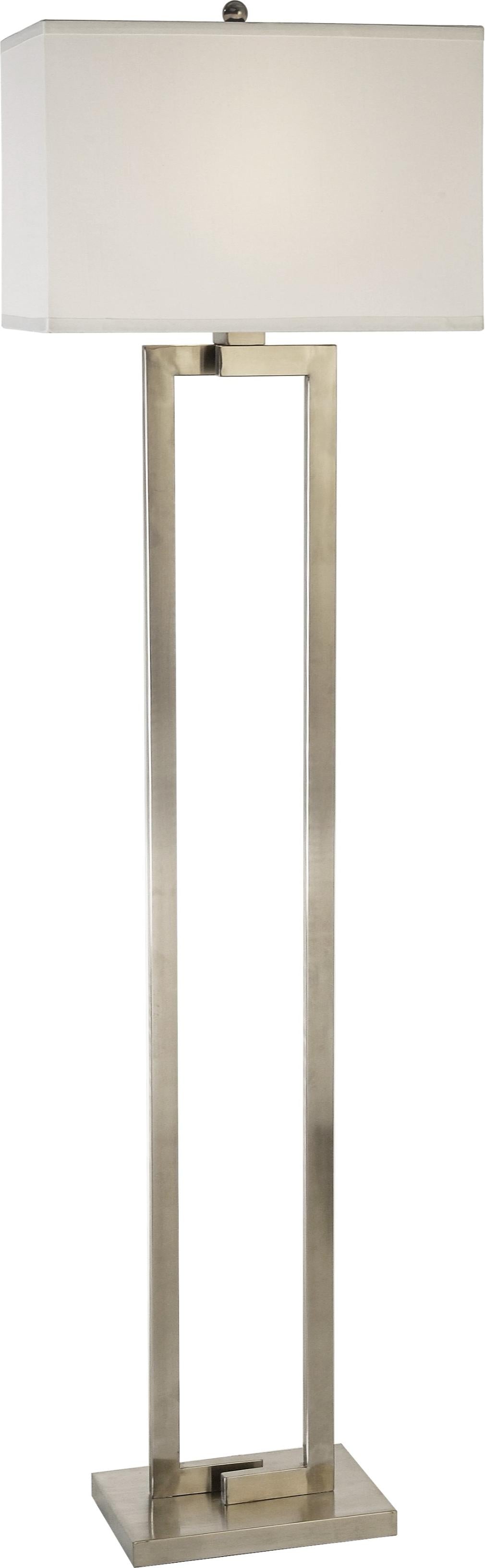 Riley 1-Light Brushed Nickel Floor Lamp With Off-White Shantung Shade