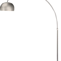 Mid 1-Light Brushed Nickel Adjustable Arc Floor Lamp With Metal Shade (94")