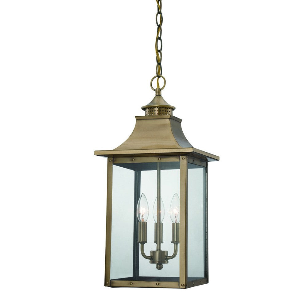 St. Charles 3-Light Aged Brass Hanging Light