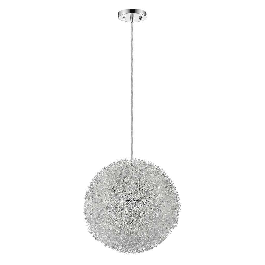 Luminary 1-Light Metallic Silver Pendant With Hand Woven Aluminum Wire Shade (12")