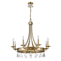 Krista 8-Light Antique Gold Chandelier With Crystal Accents