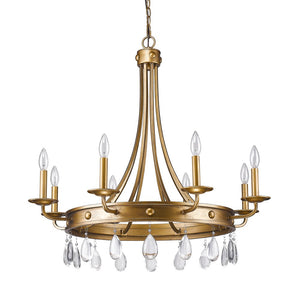 Krista 8-Light Antique Gold Chandelier With Crystal Accents