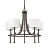 Kara 5-Light Oil-Rubbed Bronze Chandelier With Fabric Shades And Crystal Bobeches