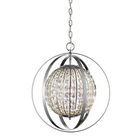 Olivia 1-Light Polished Nickel Crystal Globe Pendant