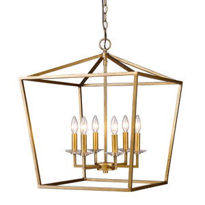 Kennedy 6-Light Antique Gold Foyer Pendant With Crystal Bobeches