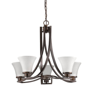 Mia 5-Light Oil-Rubbed Bronze Chandelier With Etched Glass Shades