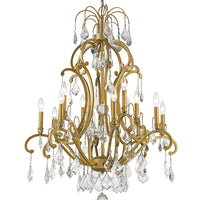 Claire 12-Light Antique Gold Chandelier With Crystal Accents