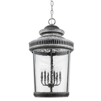 Kingston 6-Light Antique Lead Foyer Pendant With Curved Water Glass Panes