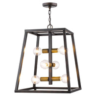 Tiberton 6-Light Oil-Rubbed Bronze Foyer Pendant With Antique Brass Sockets