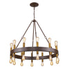 Cumberland 24-Light Wood Finish Chandelier With Raw Brass Sockets