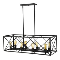 Brooklyn 8-Light Matte Black Island Pendant With Metal Framework Shade