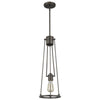 Jade 1-Light Oil-Rubbed Bronze Pendant With Vertical Structural Frames