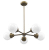 Portsmith 5-Light Raw Brass Chandelier With White Globe Shades