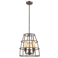 Rebarre 3-Light Antique Silver Drum Pendant With Open Cage Shade