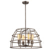 Rebarre 4-Light Antique Silver Drum Pendant With Open Cage Shade