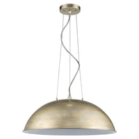 Layla 1-Light Washed Gold Bowl Pendant With Gloss White Interior Shade