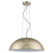 Layla 1-Light Washed Gold Bowl Pendant With Gloss White Interior Shade