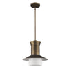 Greta 1-Light Raw Brass Pendant With Gloss White Interior And Etched Glass Shade