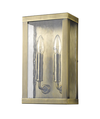 Charleston 2-Light Antique Brass Shadowbox Wall Light (Small)