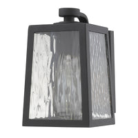 Matte Black Glass Panels Outdoor Wall Light