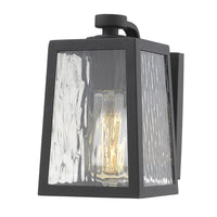 Matte Black Glass Panels Outdoor Wall Light