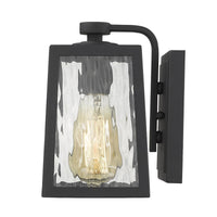 Matte Black Glass Panels Outdoor Wall Light