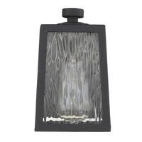 Matte Black Glass Panels Outdoor Wall Light