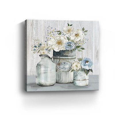 Rustic Grey Flowers Unframed Print Wall Art