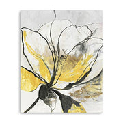 20" Modern Yellow and Black Flower Canvas Wall Art