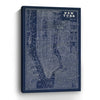 48" x 32" Indigo and White Aerial New York Map Canvas Wall Art