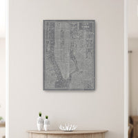 36" x 24" Gray and White Aerial New York Map Canvas Wall Art