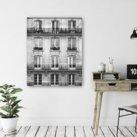 20" x 16" Balcony View Black and White Photo Real Canvas Wall Art