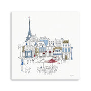 French Caf With Red And Blue Accents Unframed Print Wall Art