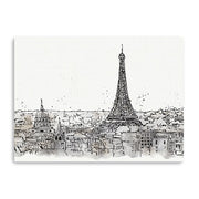 Monochrome Paris Rooftops Sketch Unframed Print Wall Art