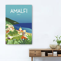 24" x 16" Vibrant Amalfi Coast Canvas Wall Art